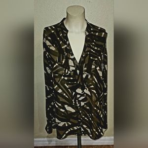 Nwt Ann Taylor Sheer RUFFLE Blouse top 12 Brown